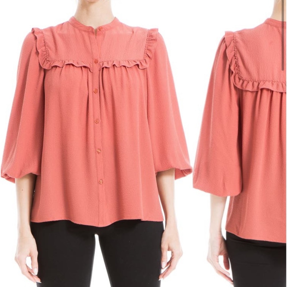 Max Studios 3/4 length sleeve button down blouse